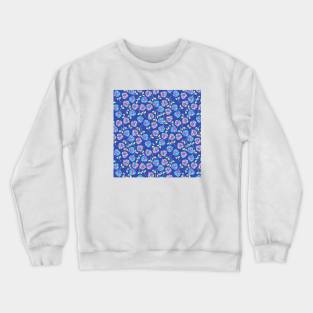 Blue Rose Floral Pattern Crewneck Sweatshirt